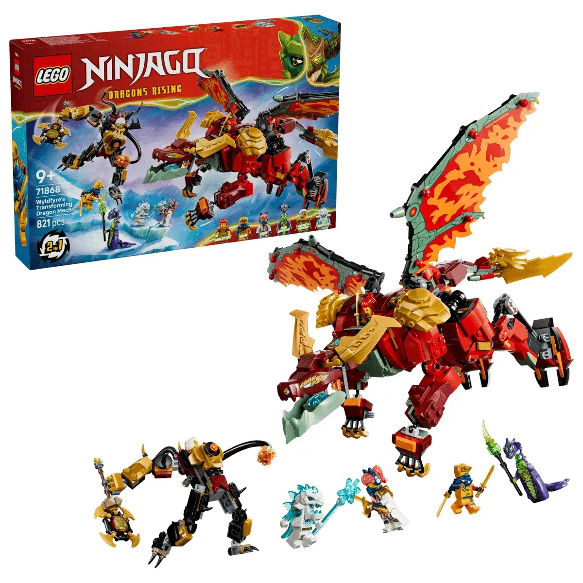 メメントリグッズ　セット Preorder LEGO 71868 Wyldfyre's Transforming Dragon Mech (NINJAGO