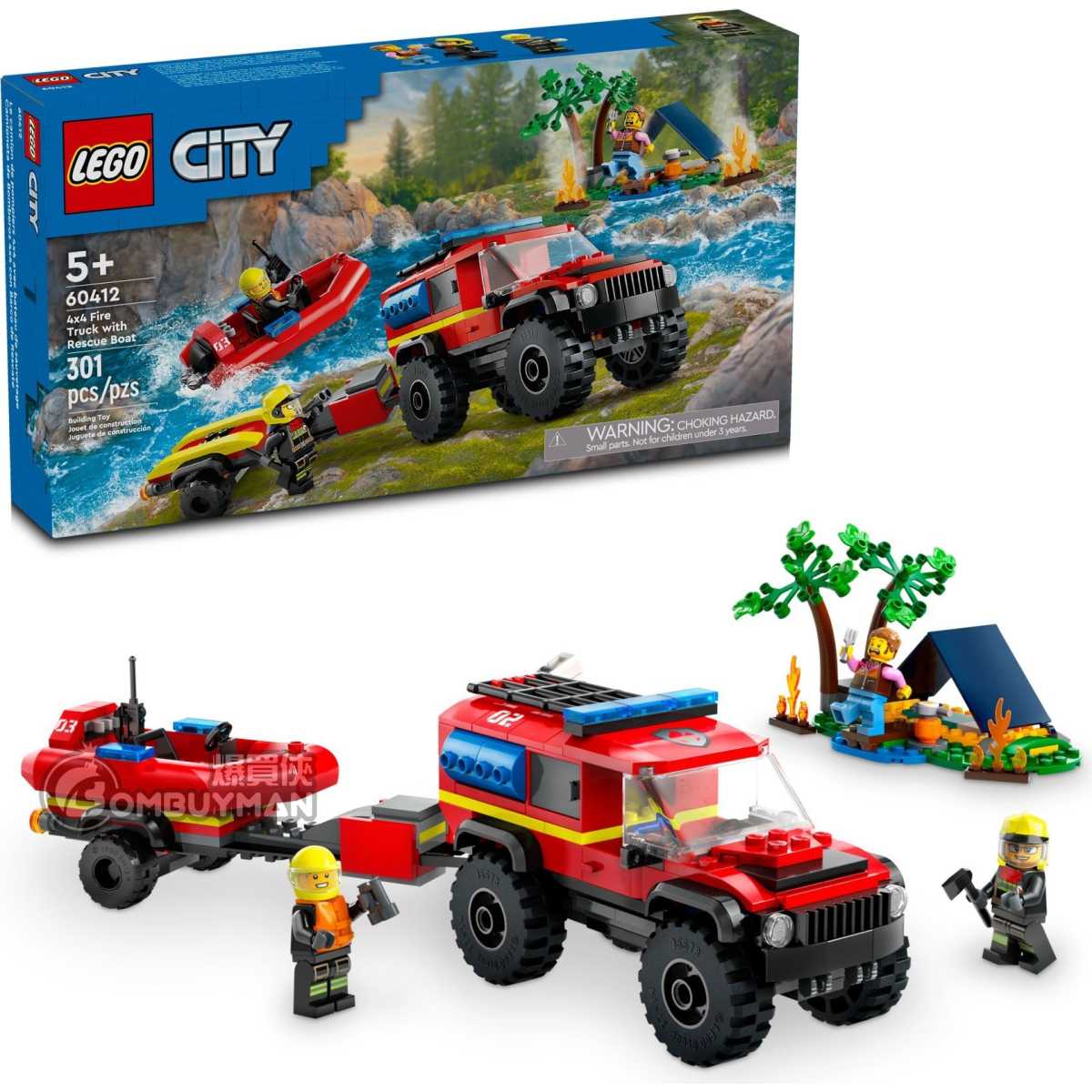 Buy LEGO 60412 4x4 Fire Truck with Rescue Boat City BOMBUYMAN