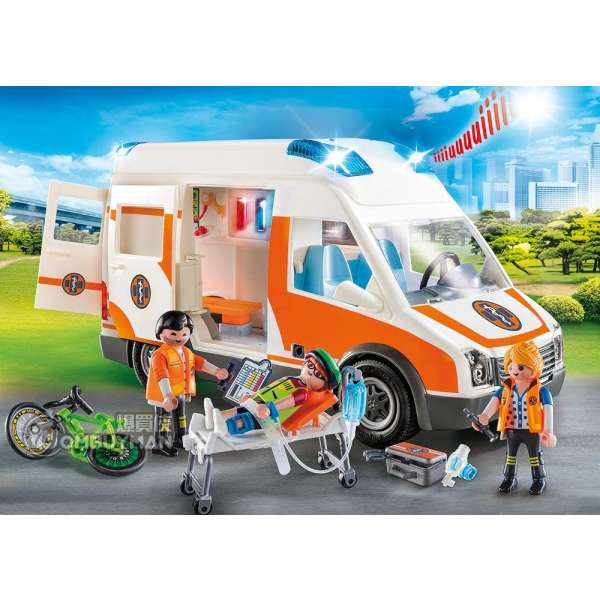 PLAYMOBIL Rescue 911 Ambulance with Flashing Lights (70049)