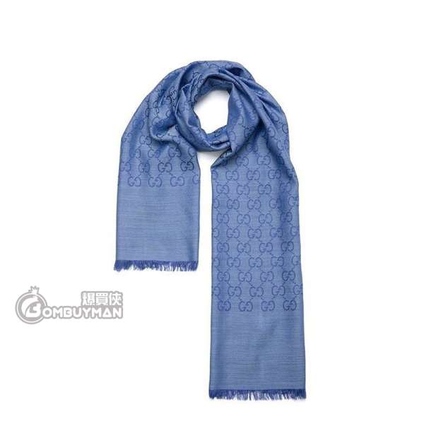Buy Gucci GG Logo Wool Silk Scarf Sky Blue 165904-3G646-4769