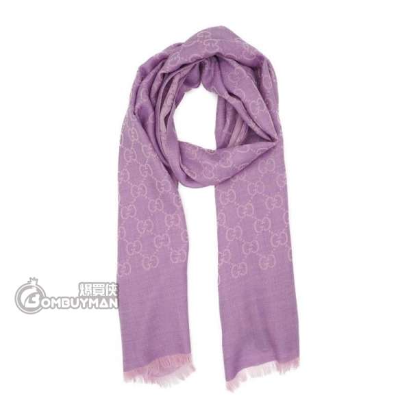 Buy Gucci GG Logo Wool Silk Scarf Lilac 165904-3G646-5372 - BOMBUYMAN