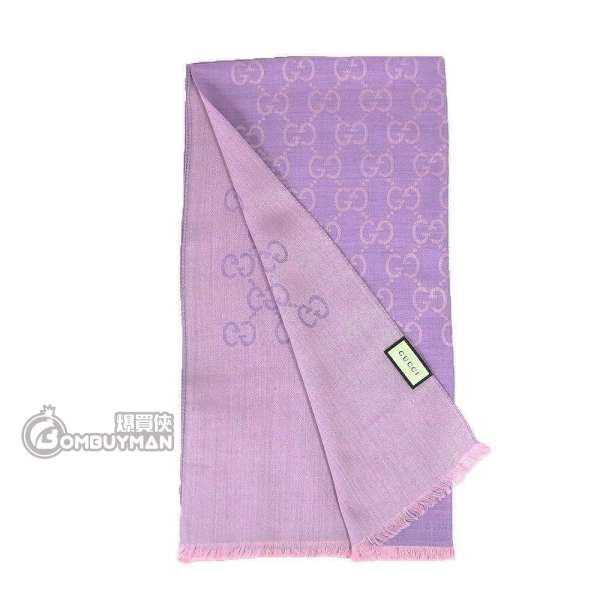 Buy Gucci GG Logo Wool Silk Scarf Lilac 165904-3G646-5372 - BOMBUYMAN