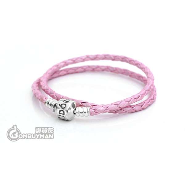 Pandora moments pink double woven leather bracelet Clearance
