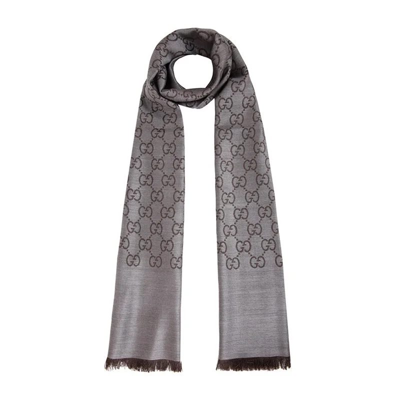 Buy Gucci GG Logo Wool Silk Scarf DARK BROWN 165904-3G646-1264