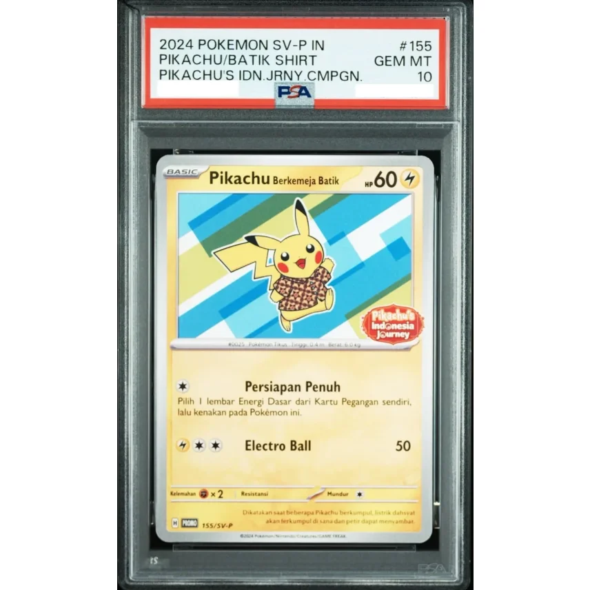 預購】Pokémon 英文版[PSA 10] Pikachu Berkemeja Batik Pikachu's