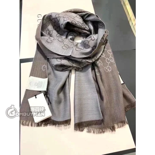 Buy Gucci GG Logo Wool Silk Scarf DARK BROWN 165904-3G646-1264