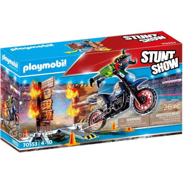 Playmobil 70553 Stunt Show Motocross with Fiery Wall (Stunt Show)