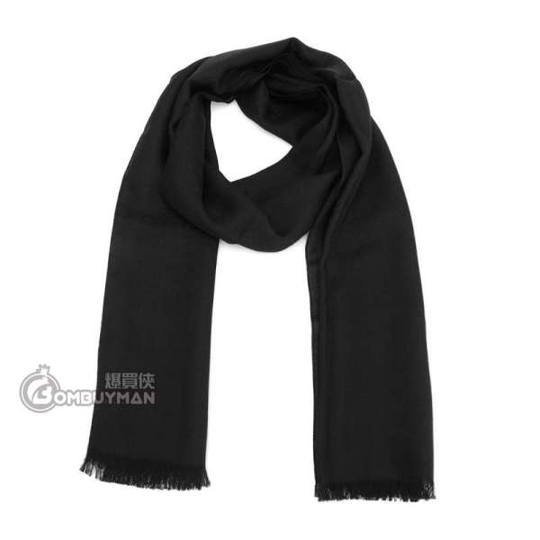 Gucci GG Logo 黑色羊毛蠶絲圍巾頸巾165904-3G646-1000
