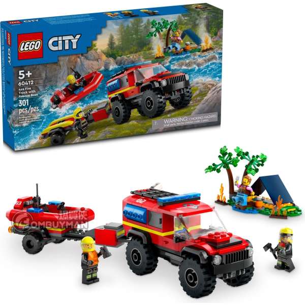 LEGO 60412 4x4 Fire Truck with Rescue Boat (City)