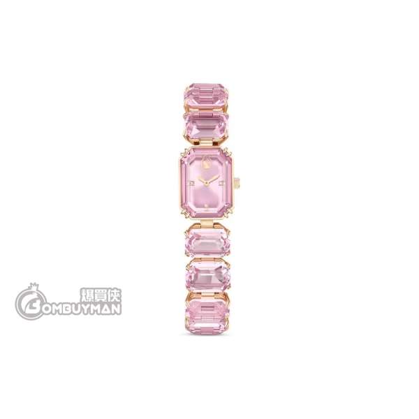 Swarovski 施華洛世奇 5630837 方形切割粉紅色水晶手鍊不銹鋼手錶 (瑞士製造)