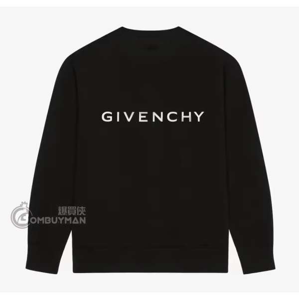 Givenchy #BMJ0HA3YAC001 L 經典字母印花圓領套頭長袖衛衣 男款 黑色