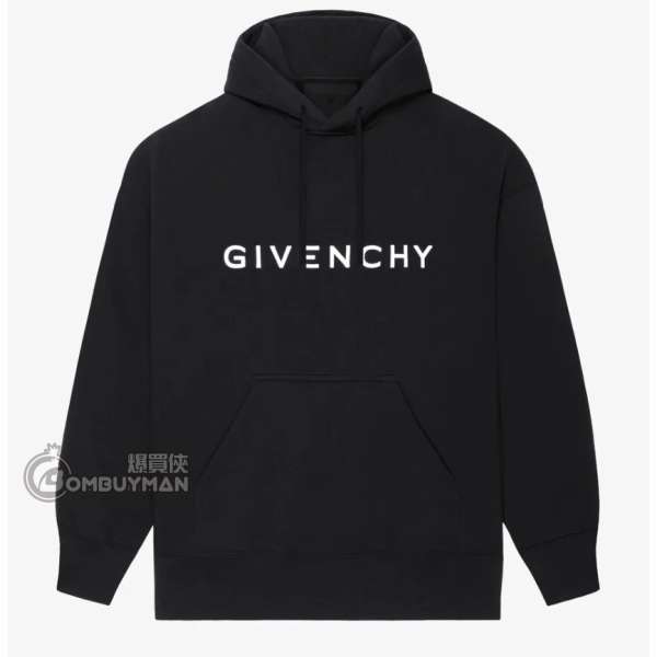 Givenchy #BMJ0HC3YAC001 M Logo印花休閑連帽衛衣 男款 黑色