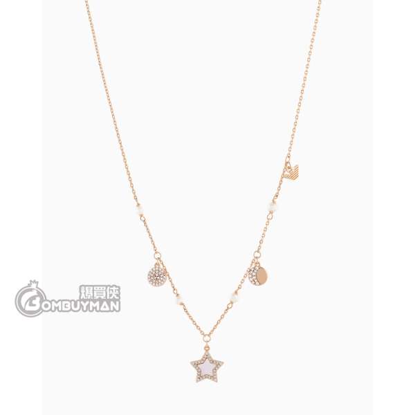 Emporio Armani EGS3106221 鍍玫瑰金色銅製星星月亮珍珠閃石女士項鍊