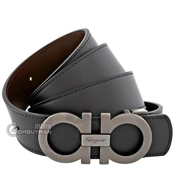 SALVATORE FERRAGAMO 啞色扣 男款皮帶 675542-464231-115